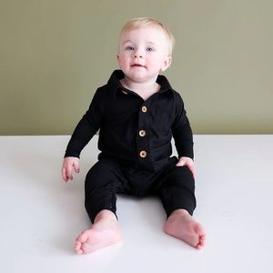 Posh Peanut Long Sleeve Collard Henley Romper